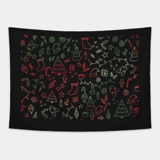 Christmas Doodles - red and green Tapestry