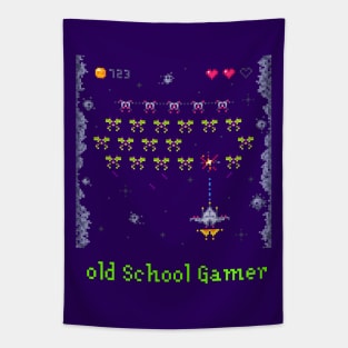 Retro Arcade Space Ship Video Game Tapestry