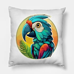 Vibrant Parrot Delights: A Rainbow of Feathers! Pillow