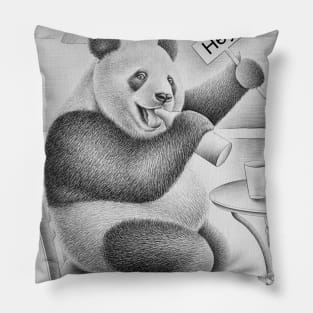 Drawing Panda Sign Pillow