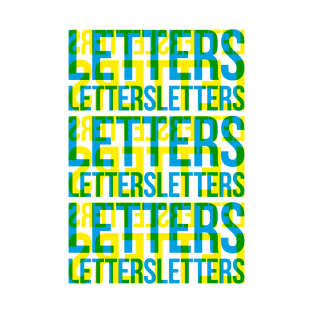 Letters Typography Stack (Blue Yellow Green) T-Shirt