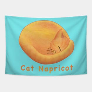 Sweet Apricot Cat Cartoon – Cat Napricot Pun Tapestry