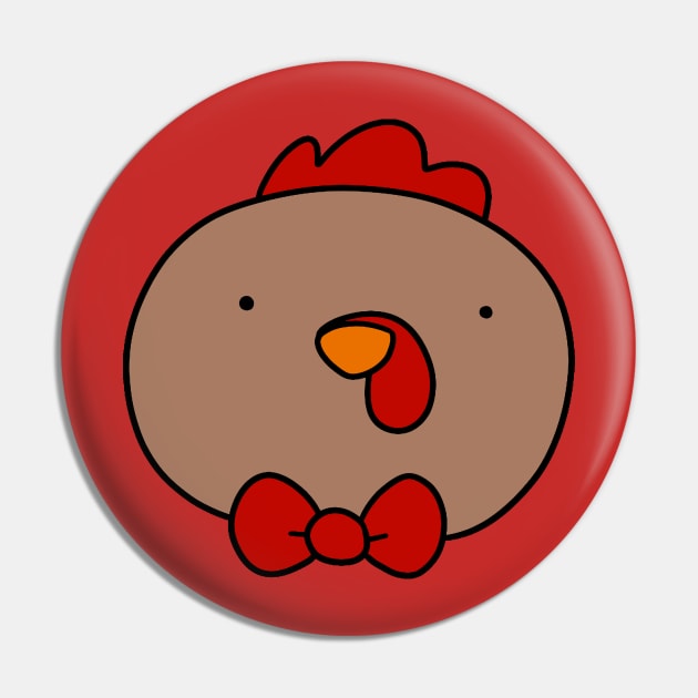 Brown Chicken Face Pin by saradaboru