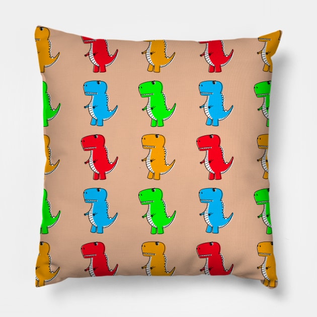 Cute Dino Drawing Pattern Pillow by Braznyc