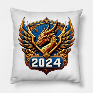 Wooden Gold Blue Dragon 2024 No.3 Pillow