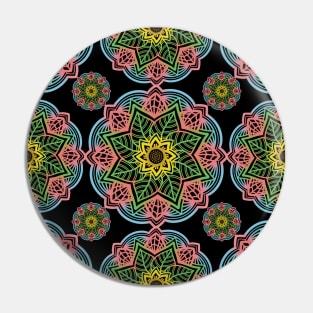 Flower Mandala Artwork Retro Pattern Pin