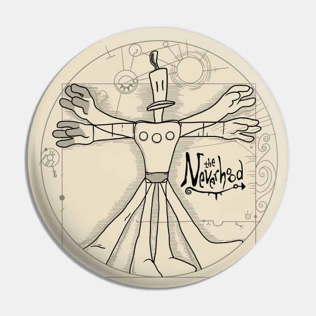 The Vitruvian Klaymen black Pin by FbsArts