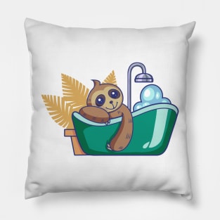 Sloth takes bath in the bathtub Pillow