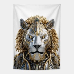 King of Cyborg - Gold and Silver Lion's Stare Tapestry