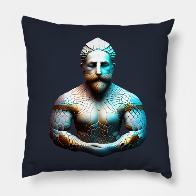 Merman Mosaic Pillow by Xie