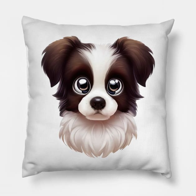 Playful Border Collie Pillow by Art By Mojo