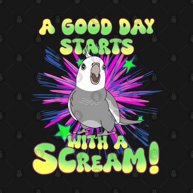 A good day start with a scream! Grey Cockatiel by FandomizedRose