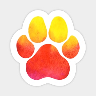 Yellow and Orange Paw Print Magnet