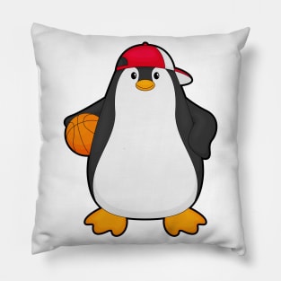 Penguin as Basketball player with Basketball ball Pillow