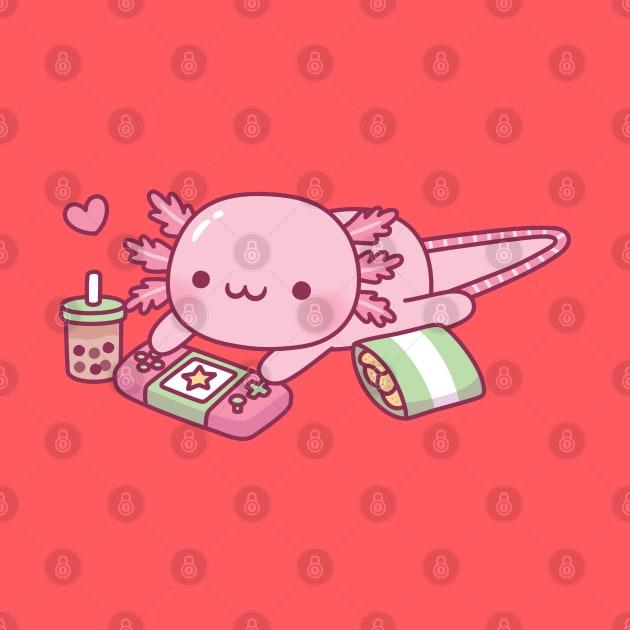 Cute Axolotl Relax Gamer by rustydoodle