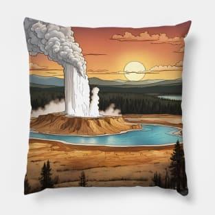 Yellowstone: old faithful Pillow