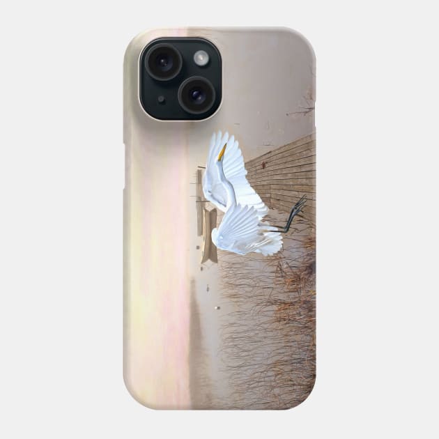 Great White Heron Landing Phone Case by lauradyoung