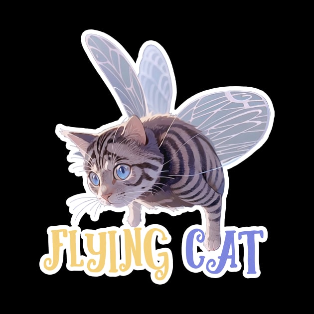 Butterfly cat funny flying cat with wings by LycheeDesign