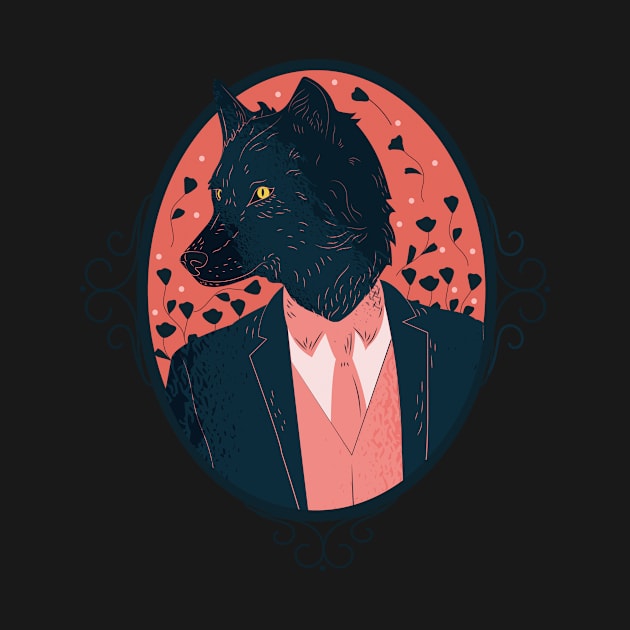 Stylish werewolf in frame by rueckemashirt
