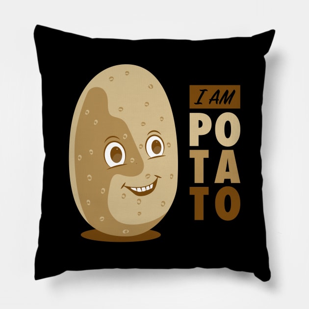 I am Potato - Cute Funny Design for Food Lover Pillow by RYSHU 