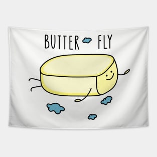 Funny flying butter Tapestry