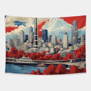 Seattle USA Vintage Tourism Travel Tapestry