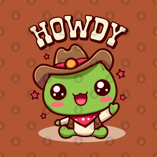 Howdy Frog Kawaii Cowboy Toad With a Hat by Cuteness Klub