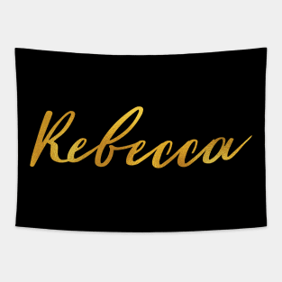 Rebecca Name Hand Lettering in Faux Gold Letters Tapestry