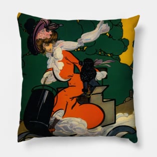 The Graceful Cyclist: A Bygone Era Pillow