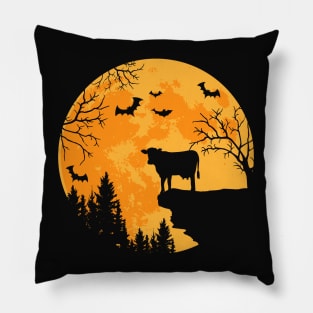 Cow Lovers Funny Cow And Moon Halloween Costume Pillow