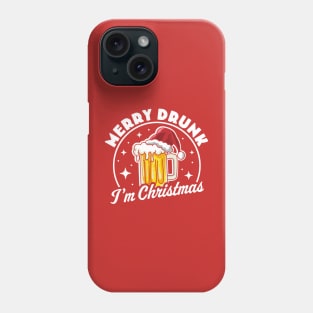 Merry Drunk I'm Christmas Funny Beer Drinker Santa Hat Phone Case