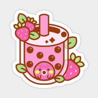 Pink Strawberry Boba Tea Magnet