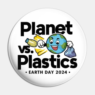 Earth Day 2024 Planet VS Plastics Men Women Kids Cute Pin