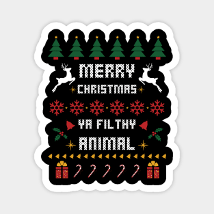 Merry Christmas Ya Filthy Animal Geek Ugly Christmas Sweater Magnet