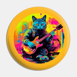 Cat Playing Guitar Funny Cat With Guitar Cute Cat Guitar Pin