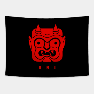 Minimalist, stylized Oni face Tapestry