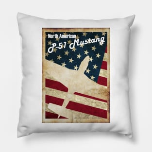 Vintage P-51 Mustang Pillow