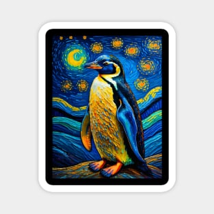 Penguin in starry night Magnet