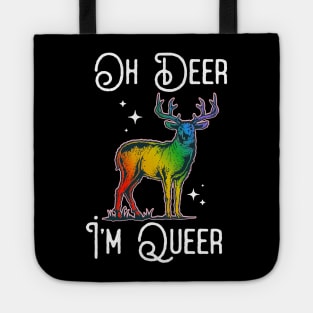 Oh Deer I'm Queer  Rainbow Gay Pride Tote