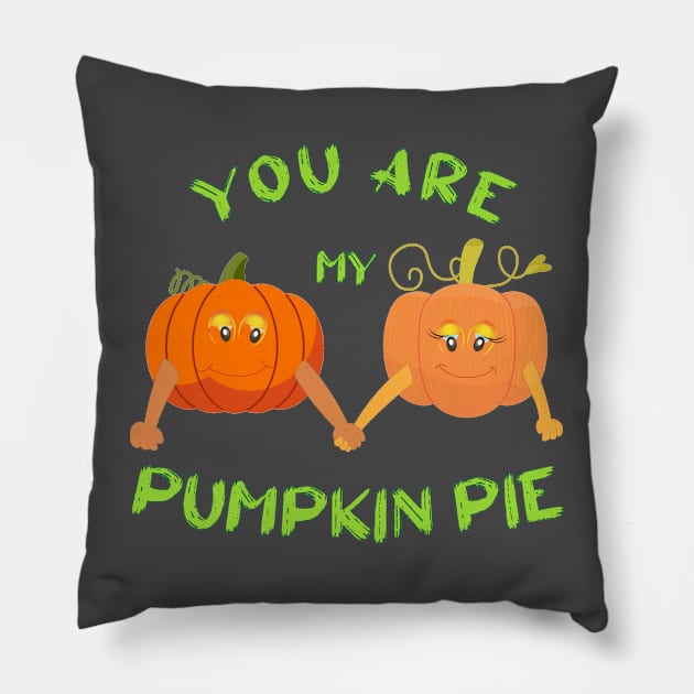 Cute Pumpkins Couple Pumpkin Pie Pillow by antarte