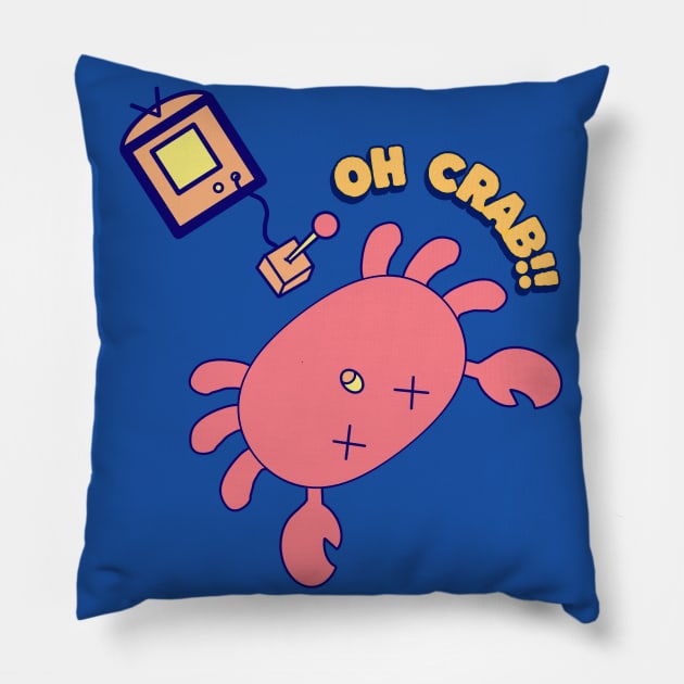 Oh Crab! Kawaii Crab, Funny Pun Gift, Oh Crap Pillow by vystudio