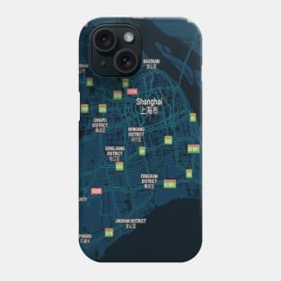 Shanghai dark blue map Phone Case