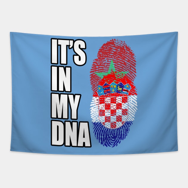 Croatian And Moroccan Mix DNA Flag Heritage Tapestry by Just Rep It!!