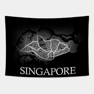 Singapore Map - Cartography Artwork Tapestry