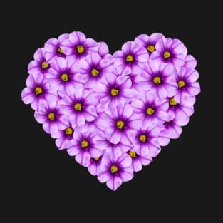 Purple Flower Heart Made of Million Bell Blooms T-Shirt