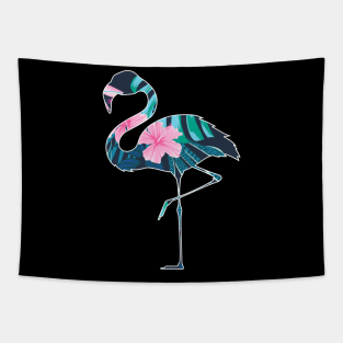 Flamingo with Tropical leaves Pattern, Love Flamingos Tapestry