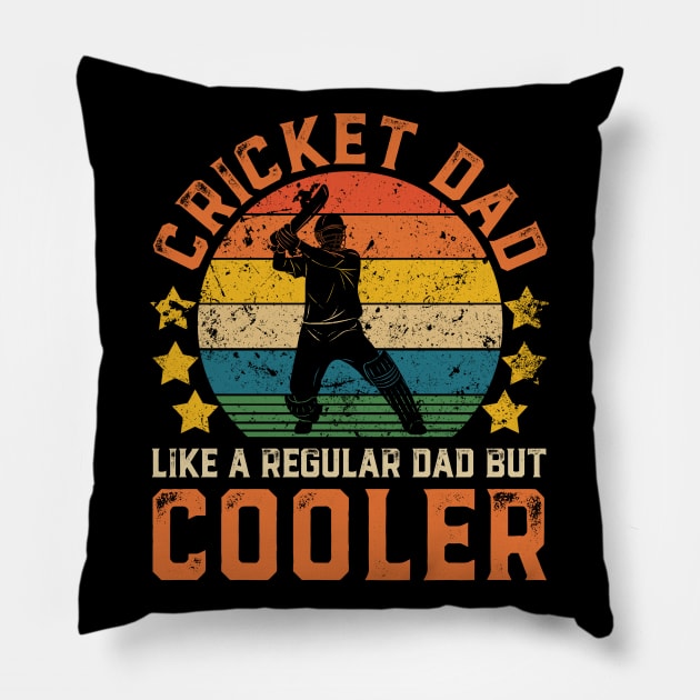 Cricket Dad Funny Vintage Cricket Player Father's Day Gift Pillow by Damsin