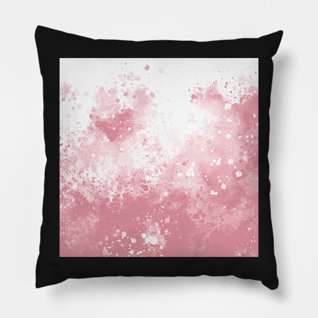 Pink Splatter Watercolor Splash Pillow by marknprints