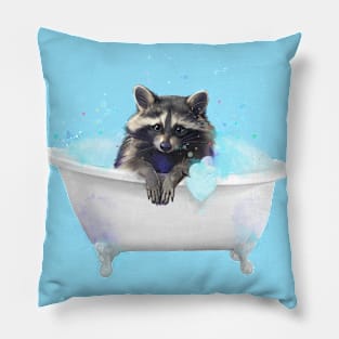 Raccoon in the bathtub Pillow