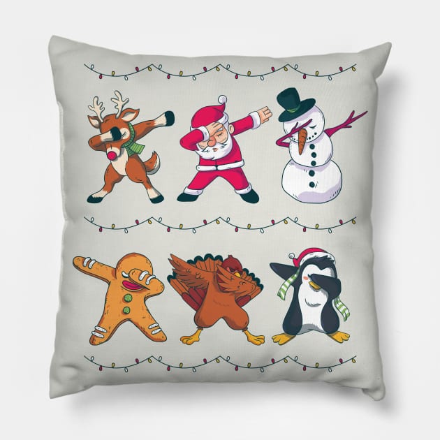 Dabbing Holiday Characters | Santa Rudolph Frosty Christmas Pillow by SLAG_Creative